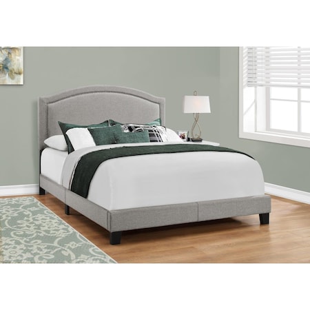 Gfancy Fixtures 51.5 in. Solid Wood Linen MDF & Foam Queen Size Bed with a Chrome Trim GF3657234